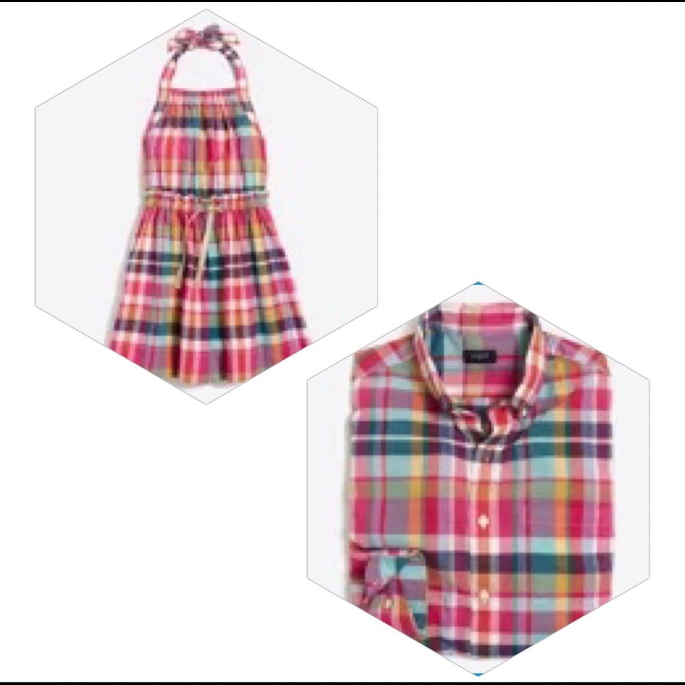 J Crew Father Daughter Matching Shirt Sz L & Dress Sz 5 Summer Plaid